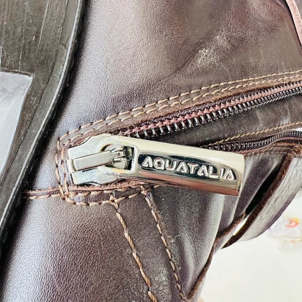 Aquatalia By Marvin Ulrika Leather Motobike boots , brown , Size 8.5-9